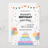 Colorful Birthday Party Invitation Kaart (Voorkant / Achterkant)