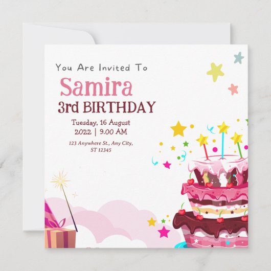 Colorful Birthday Party Invitation Kaart (Voorkant)