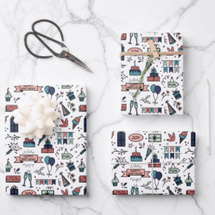 Colorful Birthday Pattern Inpakpapier Vel