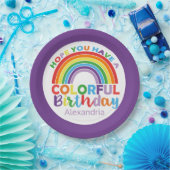 Colorful Birthday Rainbow Gepersonaliseerde Kinder Papieren Bordje (Feest)