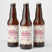 Colorful Birthday Sweets Bier Etiket (Flessen)