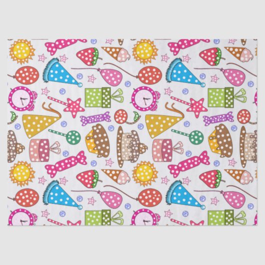 Colorful Birthday Symbols Pattern Tissuepapier (Voorkant)