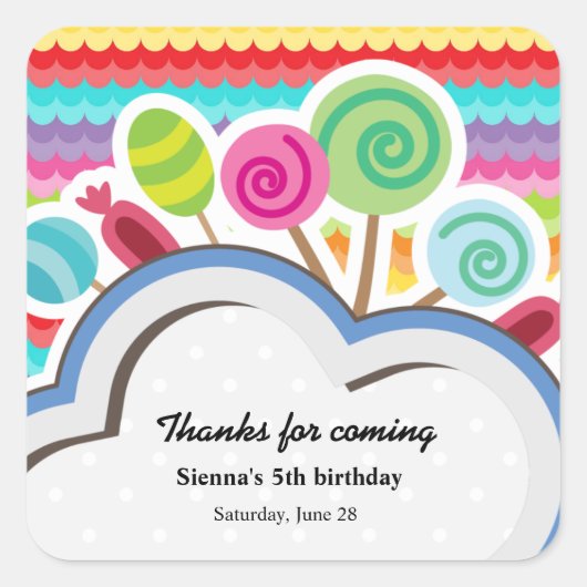 Colorful Birthday Vierkante Sticker (Voorkant)