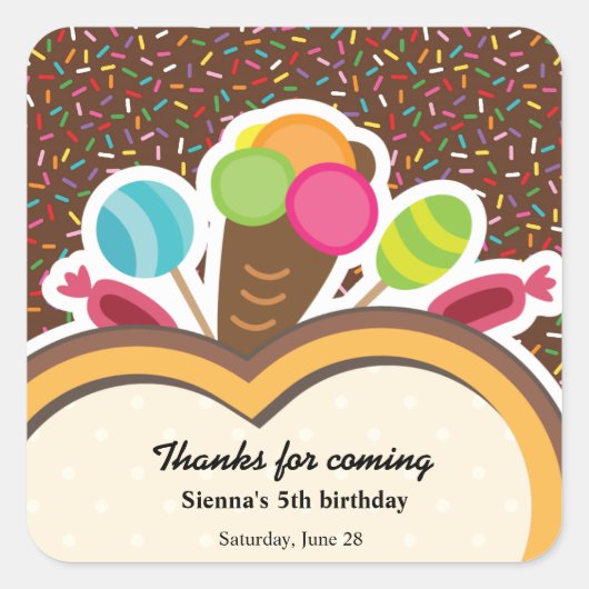 Colorful Birthday Vierkante Sticker (Voorkant)