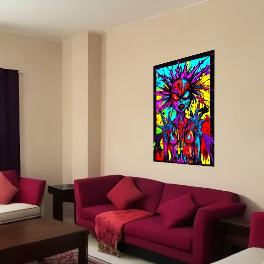 Colorful bizarre demonportret | AI Art. Poster