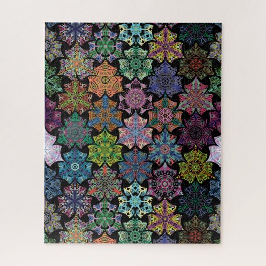 Colorful Black Boho Mandala Pattern Jigzaag Puzzle Legpuzzel (Verticaal)