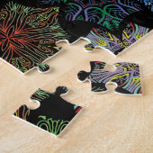 Colorful Black Boho Mandala Pattern Jigzaag Puzzle Legpuzzel (Zijkant)