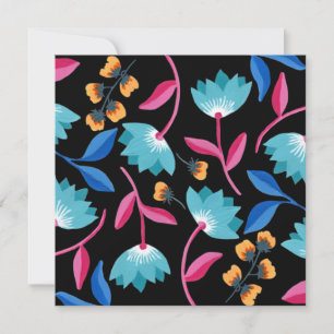 Colorful Black Floral Folk Art