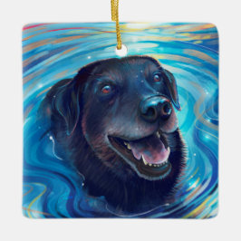 Colorful Black Labrador Painting Dog Kerstmis Keramisch Ornament