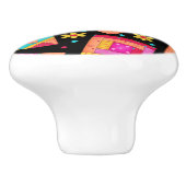 Colorful Black Quilt Patchwork Block Art Keramische Knop (Zijkant)