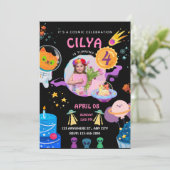 Colorful Black Space Theethday Party Kaart (Staand voorkant)