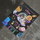 Colorful Black Space Theethday Party Kaart