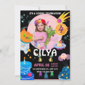 Colorful Black Space Thlethday Party Invitat Kaart (Voorkant)