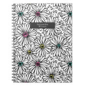 Colorful Black + White Daisies Pattern Notitieboek (Voorkant)