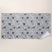 Colorful Black + White Daisies Pattern Strandlaken (Voorkant)