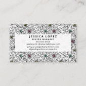 Colorful Black + White Daisy Pattern Professional Visitekaartje (Achterkant)