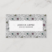 Colorful Black + White Daisy Pattern Professional Visitekaartje (Voorkant)