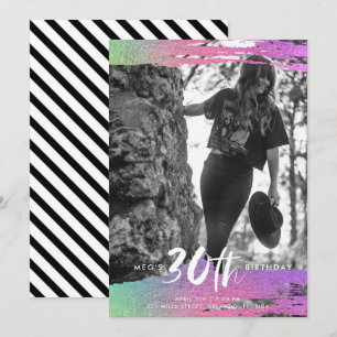 Colorful Black White Photo 30th Birthday Kaart