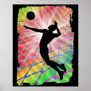 Colorful Blast Volleyball Poster