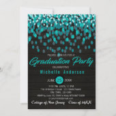 Colorful Blauwgroen Confetti Afstuderen Invitation Kaart (Voorkant)