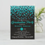 Colorful Blauwgroen Confetti Afstuderen Invitation Kaart (Staand voorkant)