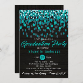 Colorful Blauwgroen Confetti Afstuderen Invitation Kaart