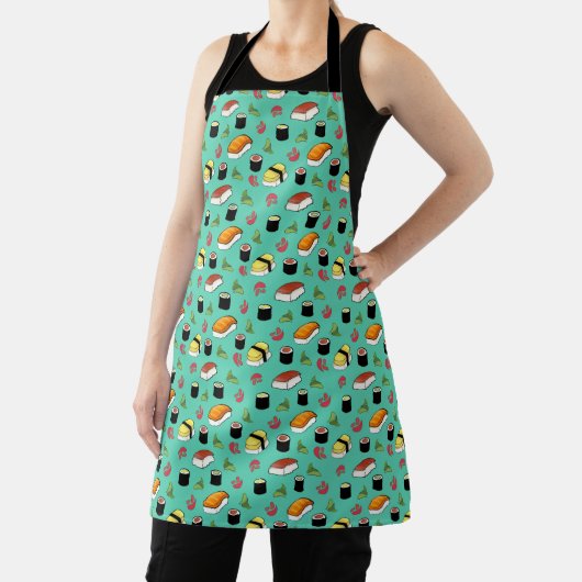Colorful Blauwgroen Sushi Pattern Apron Schort (Insitu)