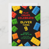 Colorful Block Birthday Party Kaart (Voorkant)