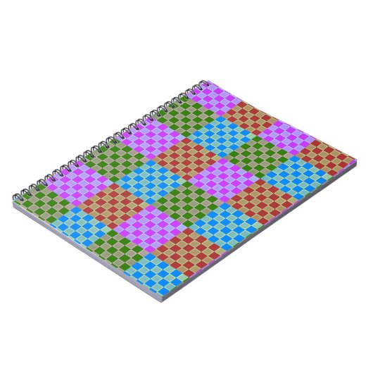 Colorful Block Style Checkerboard Spiral Notitieboek (Linkerzijde)