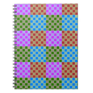 Colorful Block Style Checkerboard Spiral Notitieboek