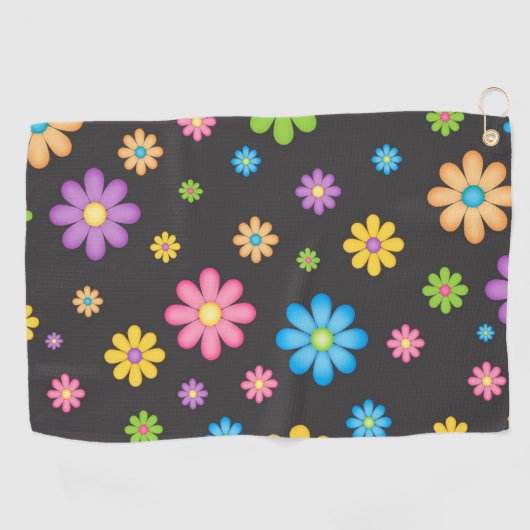 Colorful Bloemenmeisje Power Hippie Golfhanddoek (Horizontaal)