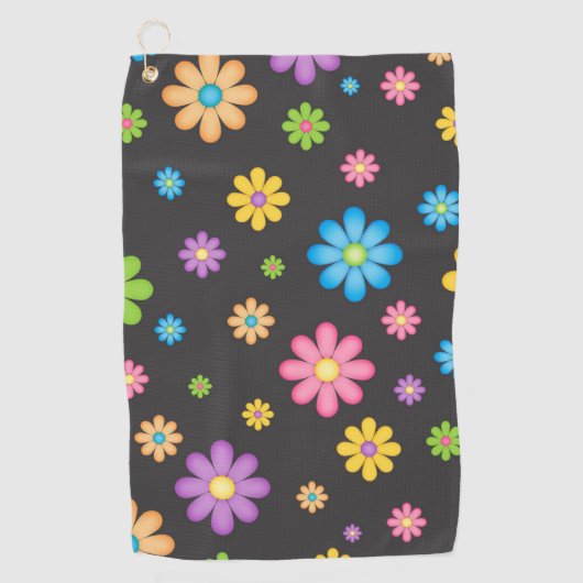 Colorful Bloemenmeisje Power Hippie Golfhanddoek (Voorkant)