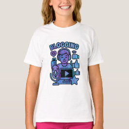 Colorful Blogging Kids Design – Microphone, Camera T-shirt