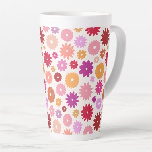 Colorful Blooms Pattern Latte Mok (Rechterhoek)