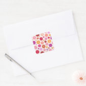 Colorful Blooms Pattern Vierkante Sticker (Envelop)