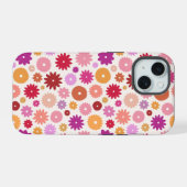 Colorful Blooms Repeat Pattern iPhone 15 Case (Achterkant horizontaal)
