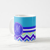 Colorful Blue Aztec Andes Chevron Zig Zags Koffiemok (Voorkant links)