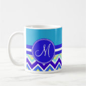 Colorful Blue Aztec Andes Chevron Zig Zags Koffiemok (Links)