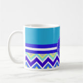 Colorful Blue Aztec Andes Chevron Zig Zags Koffiemok (Links)