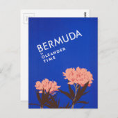 Colorful Blue Bermuda in Oleander Time Travel Briefkaart (Voorkant / Achterkant)