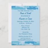 Colorful Blue Camouflage Party Event Kaart (Achterkant)