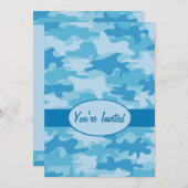 Colorful Blue Camouflage Party Event Kaart (Voorkant / Achterkant)