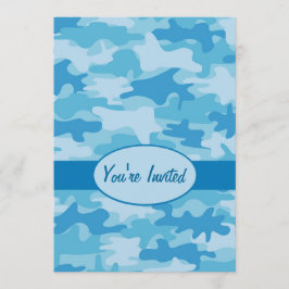 Colorful Blue Camouflage Party Event Kaart