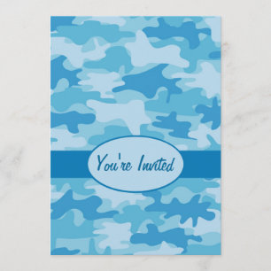 Colorful Blue Camouflage Party Event Kaart