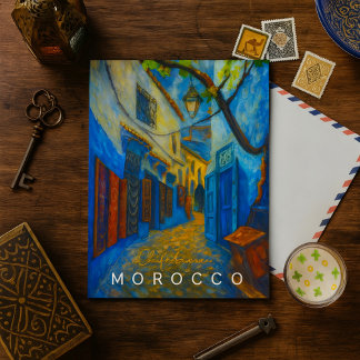 Colorful Blue Chefchaouen Morocco Medina  Briefkaart