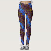 Colorful Blue en Gold Abstract patroon Leggings (Voorkant)