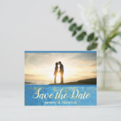 Colorful Blue en Gold Save the Date Briefkaart (Staand voorkant)