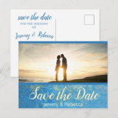 Colorful Blue en Gold Save the Date Briefkaart (Voorkant / Achterkant)