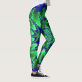 Colorful Blue en Green Fractal Leggings (Rechts)