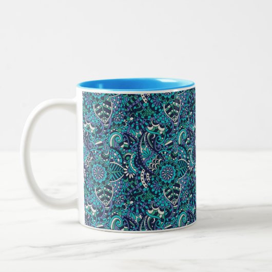Colorful Blue en paarse Paisley Pattern Mok (Links)